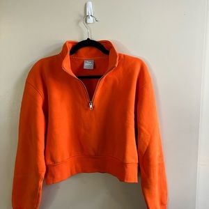 TNA Aritzia Medium quarter zip orange sweatshirt